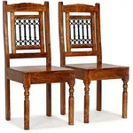 vidaXL Esszimmerst&uuml;hle 2 Stk. Massivholz mit Honigfarbenem Finish