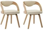 vidaXL Esszimmerst&uuml;hle 2 Stk. Creme Bugholz und Kunstleder