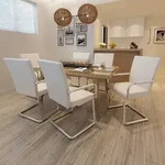 vidaXL Freischwinger 6 Stk. Wei&szlig; Kunstleder
