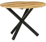 vidaXL Esstisch Rund 100x100x75 cm Raues Mangoholz