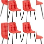 CLP 4er Set Esszimmerstuhl Antibes Kunstleder rot