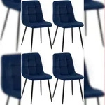 CLP 4er Set Esszimmerst&uuml;hle Antibes Samt Samt HBT: 84x45x55 cm dunkelblau