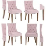 CLP 4er Set Esszimmerstuhl Aberdeen Samt pink/antik-hell