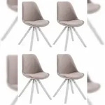 CLP 4er Set Besucherst&uuml;hle Toulouse Stoff Square taupe/wei&szlig;