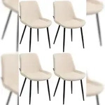 CLP 4er Set Esszimmerst&uuml;hle Victoria Samt-Bezug creme