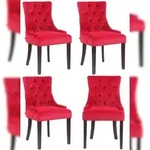 CLP 4er Set Esszimmerstuhl Aberdeen Samt rot/antik