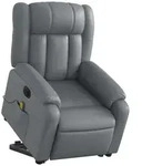 vidaXL Massagesessel mit Aufstehhilfe Elektrisch Grau Kunstleder