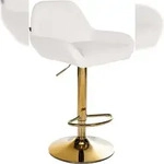CLP Barhocker Braga Gold Kunstleder wei&szlig;