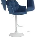 CLP Barhocker Natoma Samt blau/Metall matt weiss