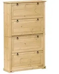 vidaXL Schuhschrank Corona 99x32x163,5 cm Massivholz Kiefer