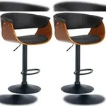 CLP 2er Set Barhocker Vestal walnuss/schwarz/Kunstleder