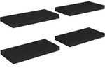 vidaXL Schweberegale 4 Stk. Schwarz 50x23x3,8 cm MDF
