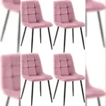 CLP 4er Set Esszimmerst&uuml;hle Antibes Samt Samt HBT: 84x45x55 cm rosa