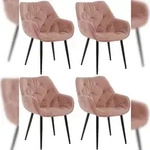 CLP 4er Set Stuhl Tanna Samt rosa