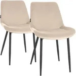 CLP 2er Set Esszimmerst&uuml;hle Victoria Samt Samt HBT: 80x51x60 cm creme