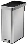 PROREGAL Modern designter Treteimer aus geb&uuml;rstetem Edelstahl | 45 Liter,