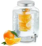 Relaxdays Getr&auml;nkespender mit Einsatz, Zapfhahn & Deckel, 8 Liter, Glas,