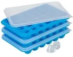 Relaxdays Eisw&uuml;rfelform mit Deckel, 3er Set, Diamantform, je 24 Mulden, Silikon,