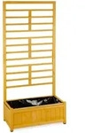Relaxdays Rankgitter mit Pflanzkasten, hoch, rechteckiger Holz Blumenkasten mit