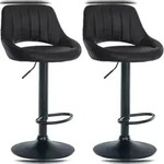 CLP 2er Set Barhocker Milet Kunstleder schwarz/Metall matt schwarz