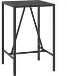 vidaXL Bartisch mit Glasplatte Schwarz 70x70x110 cm Poly Rattan