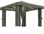 vidaXL Pavillon mit Vorh&auml;ngen & LED-Lichterkette 3x3 m Taupe