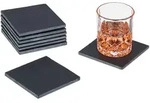 Relaxdays Schiefer Untersetzer 8er Set, eckige Getr&auml;nkeuntersetzer, HxB: 10 x 10 cm,