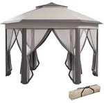 Outsunny - Faltpavillon - 4 x 4 m - kaffee und beige