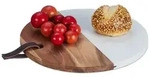 Relaxdays Schneidebrett rund, Marmor & Holz, K&uuml;chenbrett, H x D: 1,5 x 25 cm,
