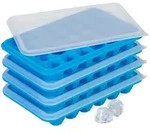 Relaxdays Eisw&uuml;rfelform mit Deckel, 4er Set, Diamantform, je 24 Mulden, Silikon,