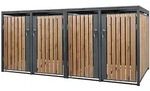 ML-Design M&uuml;lltonnenbox 4er, 240L, 264x80x116 cm, Anthrazit-Holzoptik, aus Stahl,