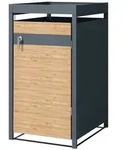 ML-Design M&uuml;lltonnenbox 1er mit Pflanzdach, 240L, 68x80x124 cm, Holzoptik,...