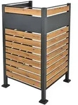 ML-Design M&uuml;lltonnenzaun 91x91x150 cm Anthrazit/Holzoptik aus Stahl