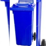 PROREGAL 2-Rad-M&uuml;lltonne, 120 Liter, HDPE Kunststoff, HxBxT 94,5x48x54cm, Blau,