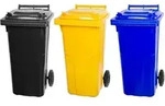 Mega Deal 3x PROREGAL 2-Rad-M&uuml;lltonne, 120 Liter Grau & Gelb & Blau,...