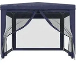 vidaXL Partyzelt mit 4 Mesh-Seitenw&auml;nden Blau 3x4 m HDPE