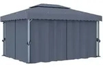 vidaXL Pavillon mit Vorhang 4x3 m Anthrazit Aluminium