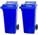 Mega Deal 2x PROREGAL 2-Rad-M&uuml;lltonne, 120 Liter, HDPE Kunststoff, Blau,...