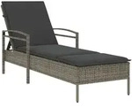 vidaXL Sonnenliege mit Auflage Grau 63x200x81 cm Poly Rattan