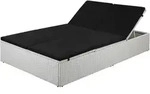 vidaXL Sonnenliege mit Auflage Poly Rattan Schwarz