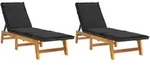 vidaXL Sonnenliegen mit Auflagen 2 Stk. Poly Rattan Massivholz Akazie