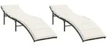 vidaXL Sonnenliegen 2 Stk. mit Auflagen Braun Poly Rattan