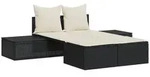 vidaXL Doppel-Sonnenliege mit Kissen Schwarz Poly Rattan