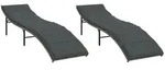 vidaXL Sonnenliegen 2 Stk. mit Auflagen Grau Poly Rattan