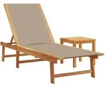 vidaXL Sonnenliege mit Tisch Taupe Massivholz Akazie und Textilene