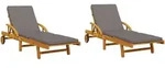 vidaXL Sonnenliegen 2 Stk. mit Auflagen 200x68x83 cm Massivholz Akazie