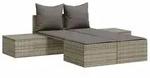 vidaXL Doppel-Sonnenliege mit Kissen Grau Poly Rattan