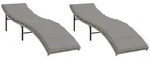 vidaXL Sonnenliegen 2 Stk. mit Auflagen Beige Poly Rattan