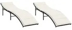 vidaXL Sonnenliegen 2 Stk. mit Auflagen Schwarz Poly Rattan