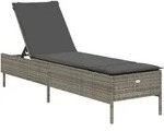 vidaXL Sonnenliege mit Auflage Grau Poly Rattan